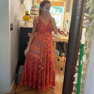 silk maxi dress bright paisley summer dress